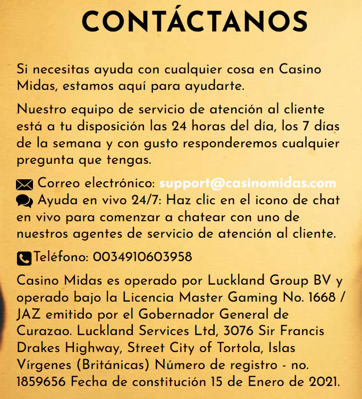 Atención al cliente de Midas Casino